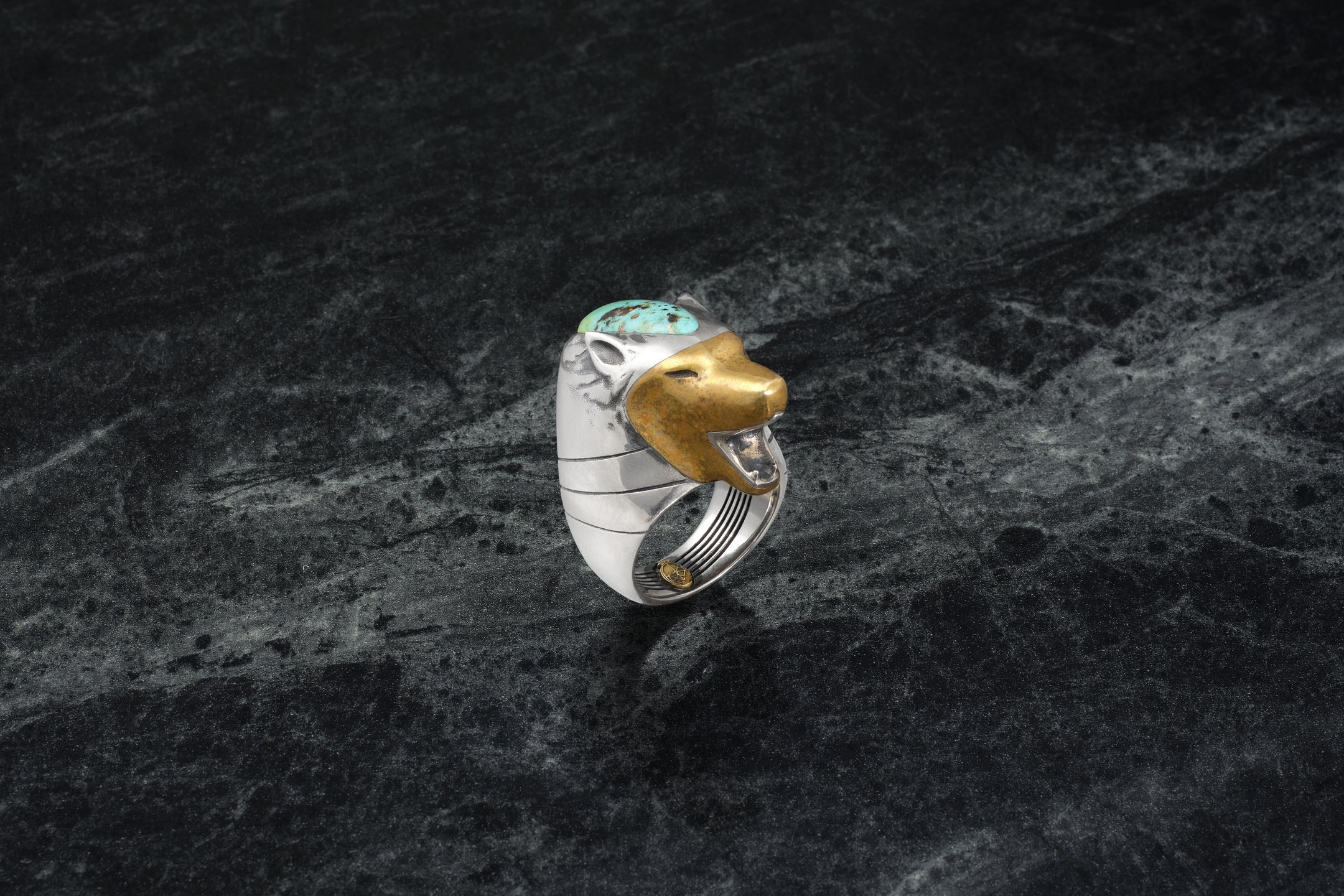 LAMAR RING ELECTRUM .925 STERLING SILVER + 18K GOLD BLACK JACK