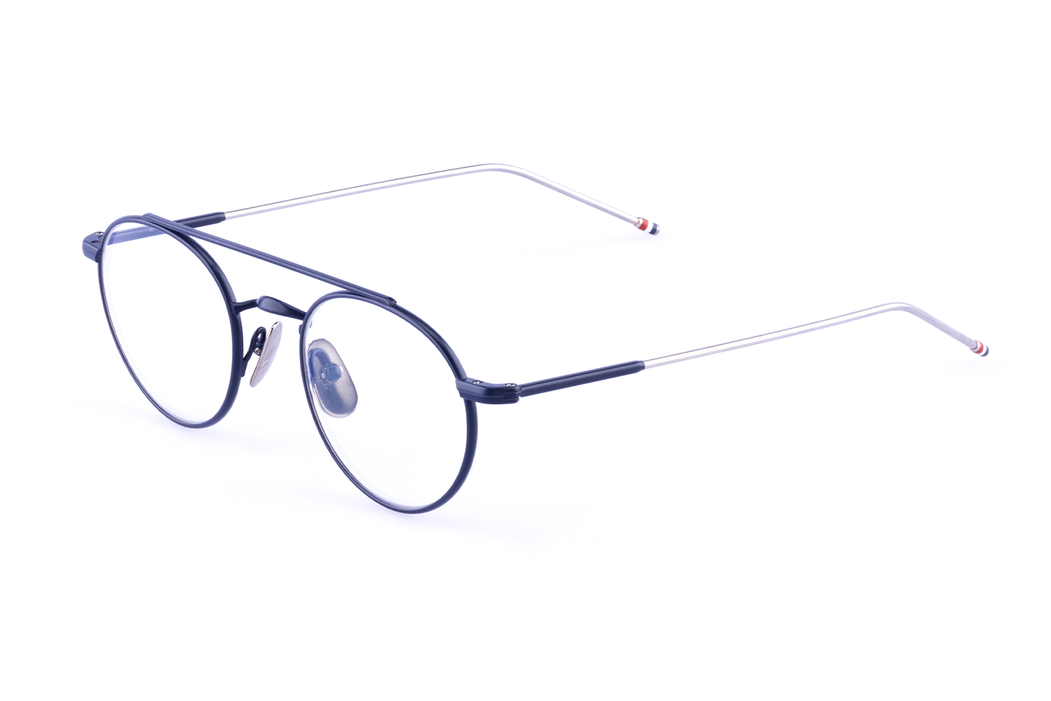 OVAL EYEGLASSES IN TITANIUM 49 MATTE NAVY CLEAR