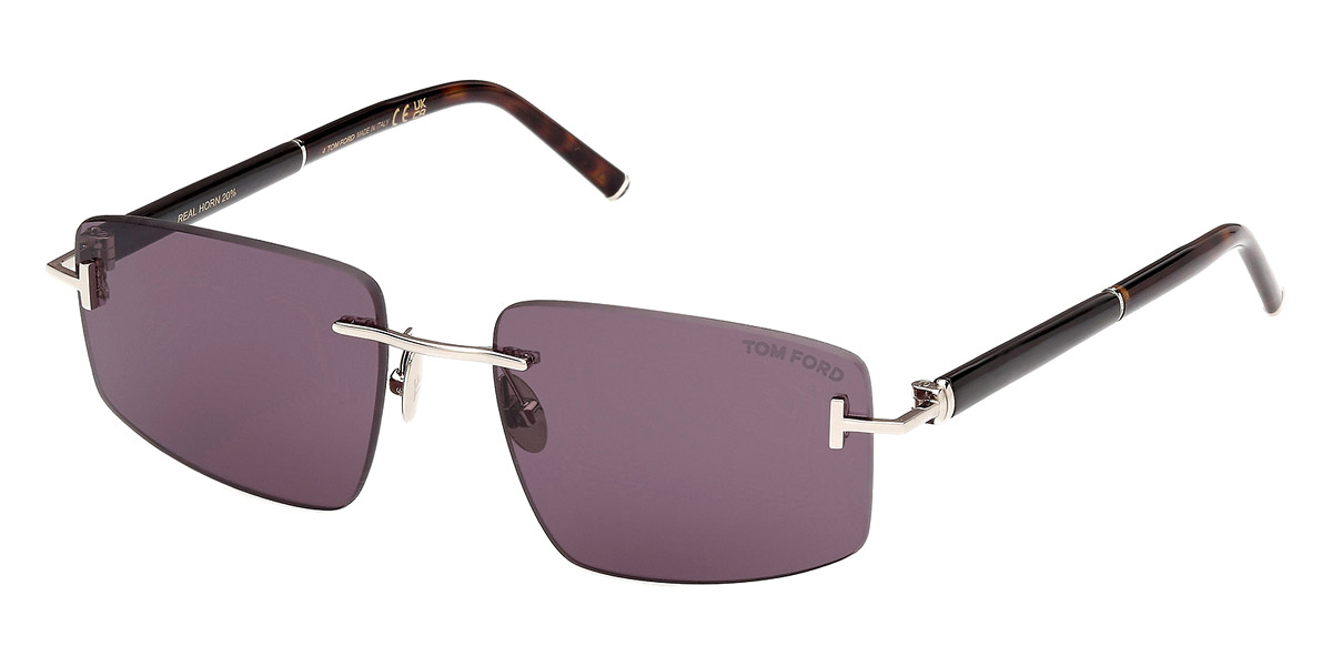 FT1126 P SQUARE TITANIUM AND HORN SUNGLASSES SHINY PALLADIUM SMOKE