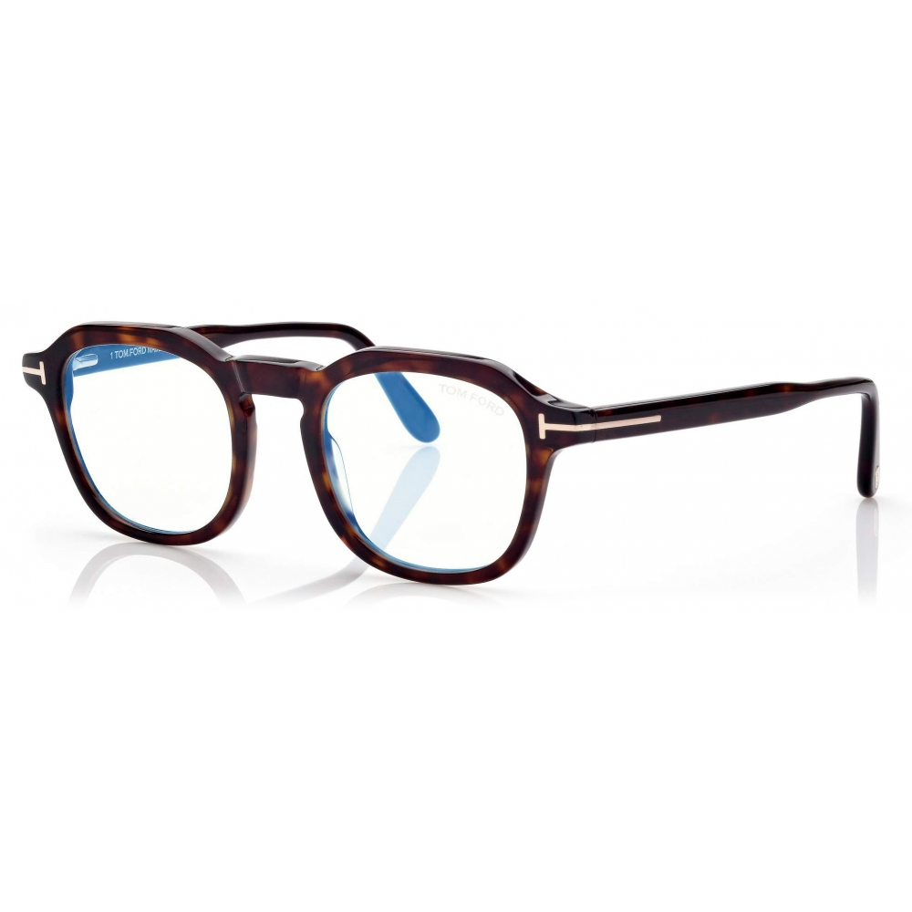 FT6029 B ICON BLUE BLOCK ROUND OPTICALS DARK HAVANA CLEAR