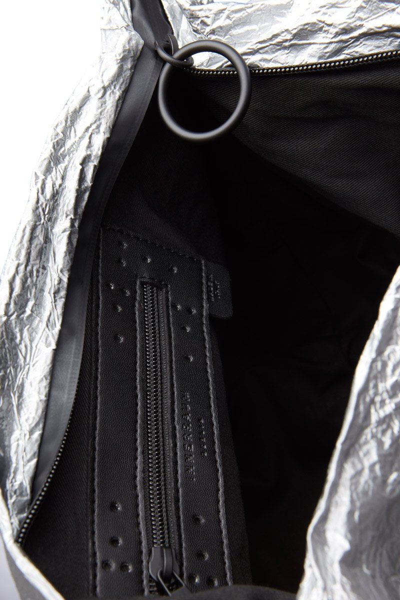 OBJECT S10/HAND BAG METALLIC SILVER BLACK
