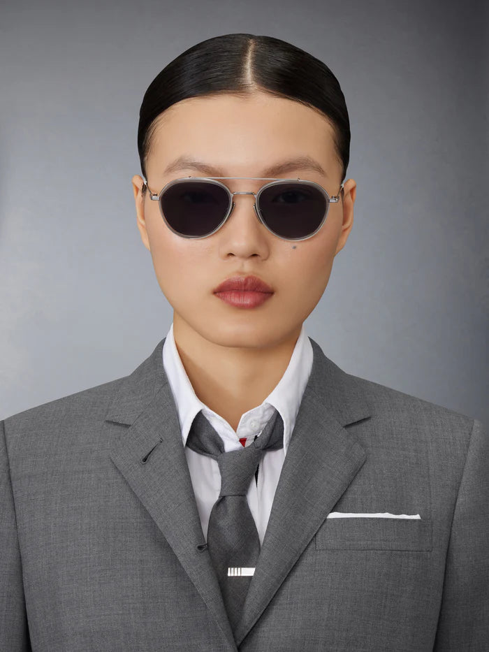 AVIATOR SUNGLASSES IN ACETATE AND TITANIUM 51 GREY TORTOISE DK GREY AR
