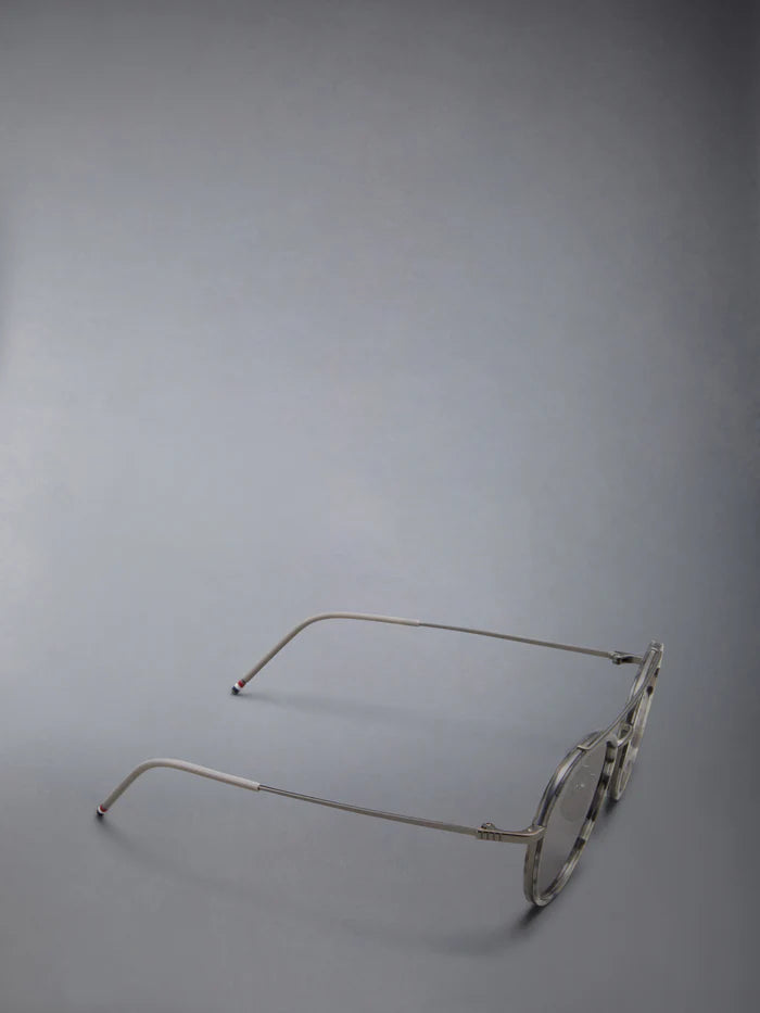 AVIATOR SUNGLASSES IN ACETATE AND TITANIUM 51 GREY TORTOISE DK GREY AR