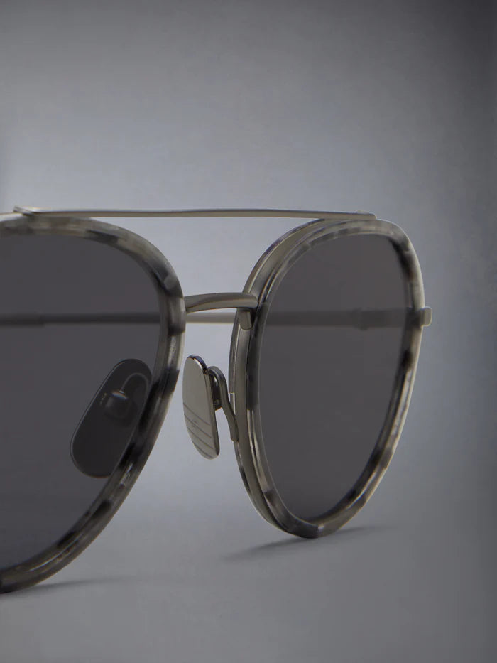 AVIATOR SUNGLASSES IN ACETATE AND TITANIUM 51 GREY TORTOISE DK GREY AR
