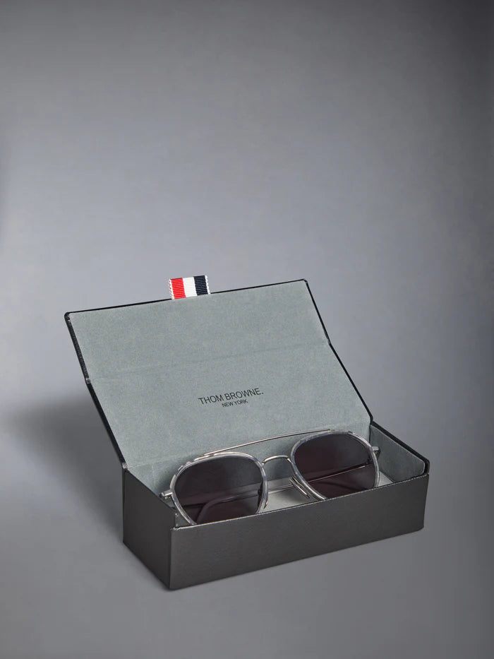 AVIATOR SUNGLASSES IN ACETATE AND TITANIUM 51 GREY TORTOISE DK GREY AR