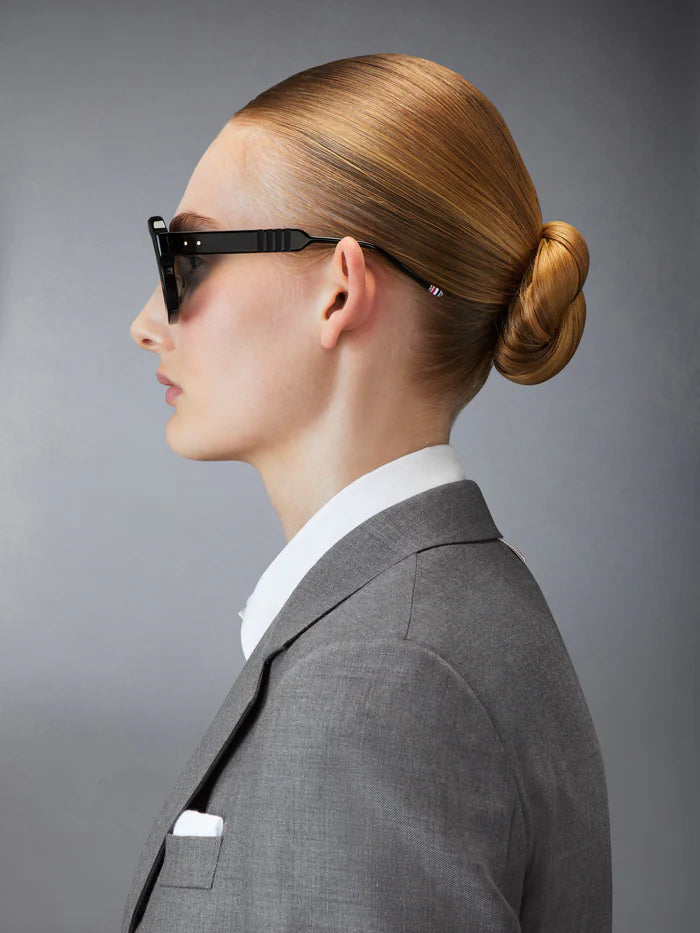AVIATOR SUNGLASSES IN ACETATE 47 BLACK GREY SILVER FLASH AR